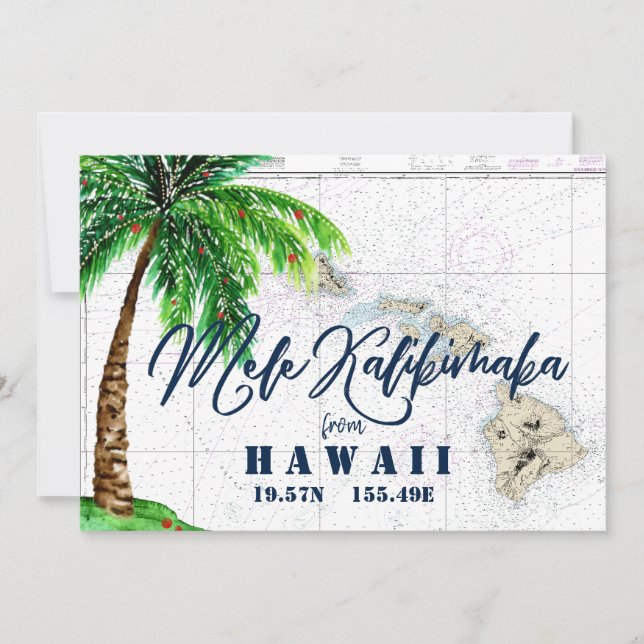 Cartes Pour Fêtes Annuelles Noël Nautique de Mele Kalikimaka (Devant)