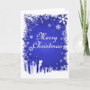 Cartes Pour Fêtes Annuelles Noël neigeux bleu et blanc