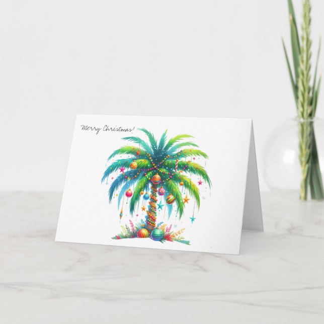 Cartes Pour Fêtes Annuelles Noël Neon Pink Palm Tree (Devant)