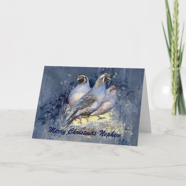 Cartes Pour Fêtes Annuelles Noël Nephew California Quail Bird (Devant)