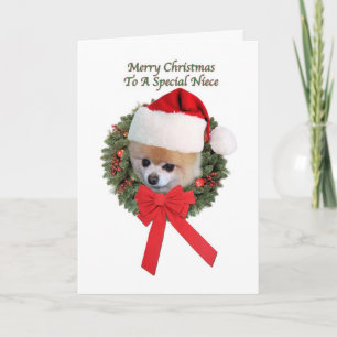 Cartes Pour Fêtes Annuelles Noël, nièce, chien de Pomeranian