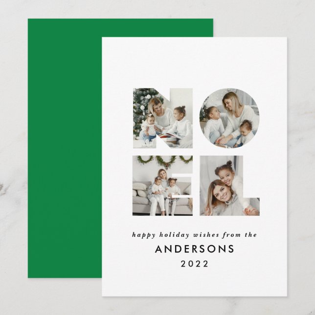 Cartes Pour Fêtes Annuelles Noel Noël bold moderne 4 photo simple Holiday (Devant / Derrière)