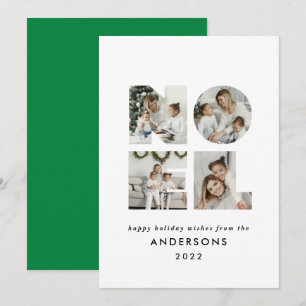 Cartes Pour Fêtes Annuelles Noel Noël bold moderne 4 photo simple Holiday