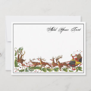 Cartes Pour Fêtes Annuelles Noël Noël Noël Père Noël Sleigh Reindeer frontière