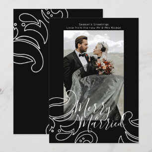 Cartes Pour Fêtes Annuelles Noël noir blanc Merry et marié