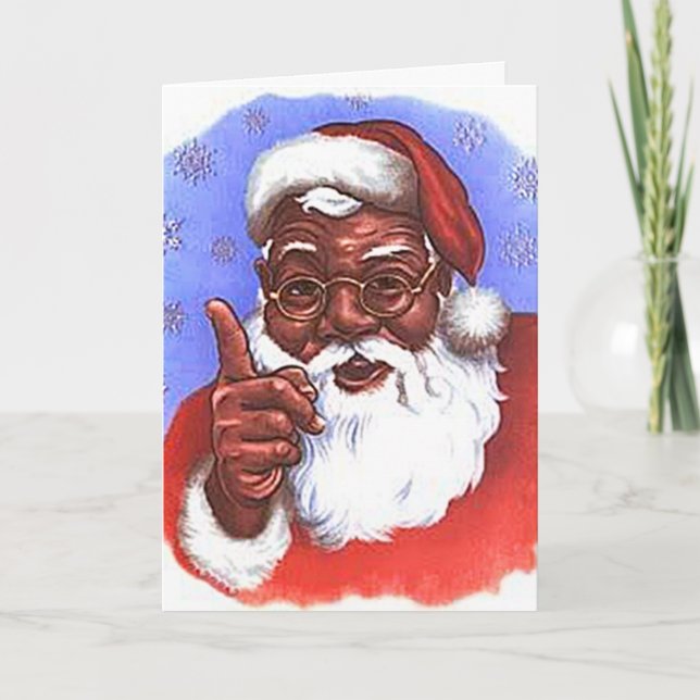 Cartes Pour Fêtes Annuelles Noël noir du père noël d'Afro-américain (Devant)