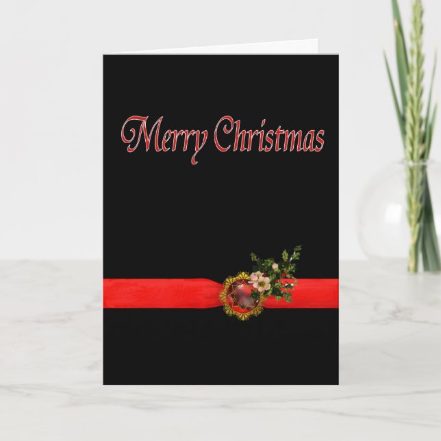 Cartes Pour Fêtes Annuelles Noël noir et rouge (Devant)