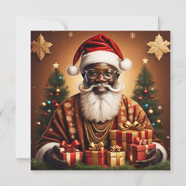 Cartes Pour Fêtes Annuelles Noël noir père Noël cadeaux de Noël (Devant)