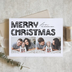 Cartes Pour Fêtes Annuelles Noël noir scandinave à deux photos