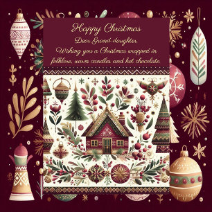 Cartes Pour Fêtes Annuelles Noël nordique Village scandinave Petite-fille