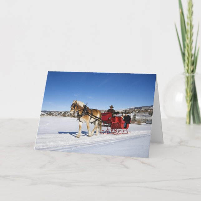 Cartes Pour Fêtes Annuelles Noël occidental - Cheval Sleigh de Noël (Devant)