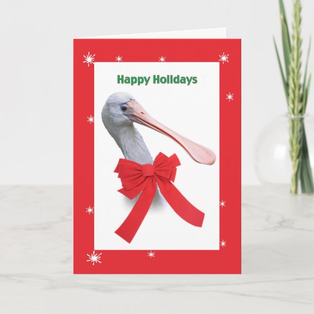 Cartes Pour Fêtes Annuelles Noël, Oiseau de spatule comique (Devant)