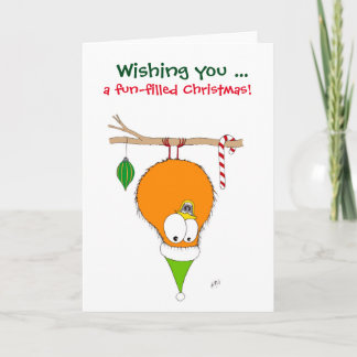 Cartes Pour Fêtes Annuelles Noël : Oiseau drôle (orange)