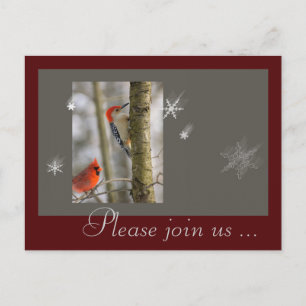 Cartes Pour Fêtes Annuelles Noël Oiseaux gris-rouge Cardinal Pecker en bois