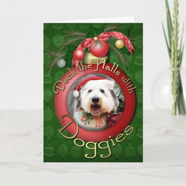Cartes Pour Fêtes Annuelles Noël - Old English Sheepdog - Alphy (Devant)