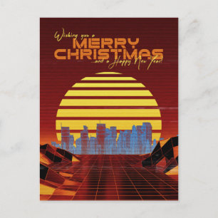 Cartes Pour Fêtes Annuelles Noël Orange Synthwave