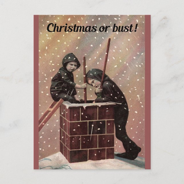 Cartes Pour Fêtes Annuelles Noël Ou Poussière, Garçon Chimney Balayage Antique (Devant)