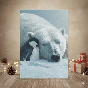 Cartes Pour Fêtes Annuelles Noël ours polaire et manchot vacances