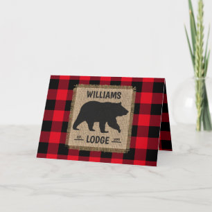 Cartes Pour Fêtes Annuelles Noël Ours rustique Farmhouse Nom de famille