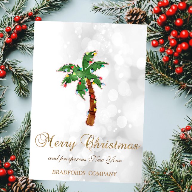Cartes Pour Fêtes Annuelles Noël Palm Tree String Lights Bokeh (Créateur téléchargé)
