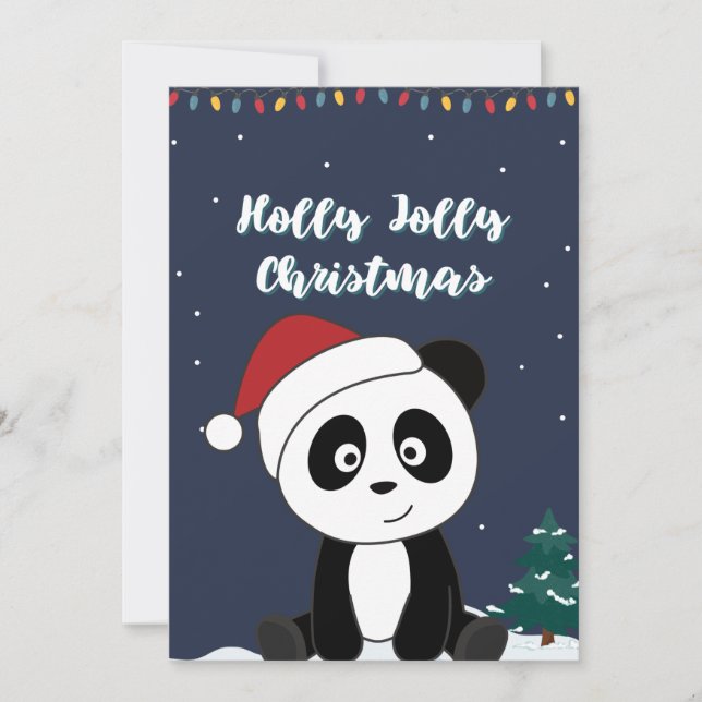 Cartes Pour Fêtes Annuelles Noël Panda Neige Animaux d'hiver Pandas Fêtes (Devant)