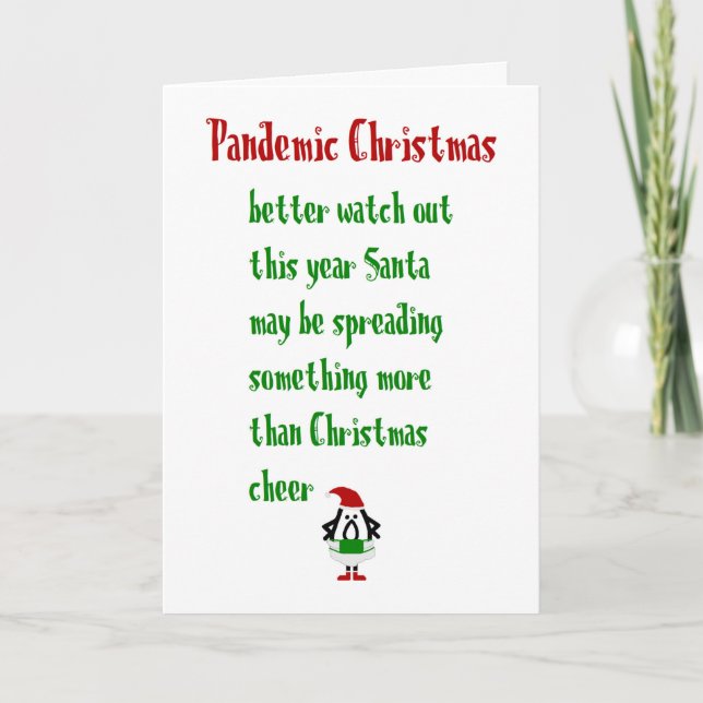 Cartes Pour Fêtes Annuelles Noël pandémique Un joyeux poème de Noël (Devant)