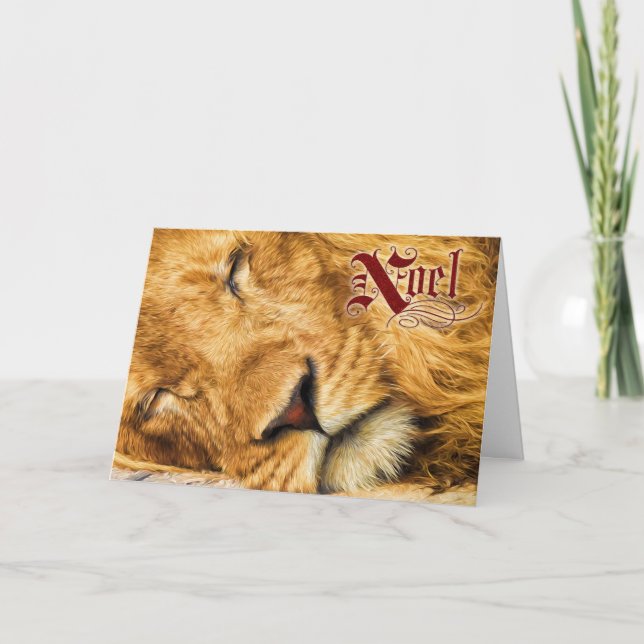 Cartes Pour Fêtes Annuelles Noel Peace on Earth Peinture de lion (Devant)