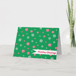 Cartes Pour Fêtes Annuelles Noël Peppermenthe Candy Green Holiday Salutations