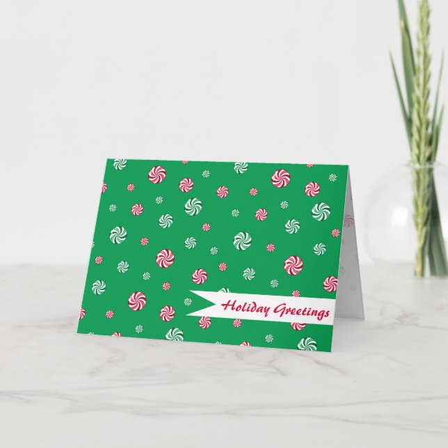 Cartes Pour Fêtes Annuelles Noël Peppermenthe Candy Green Holiday Salutations (Devant)