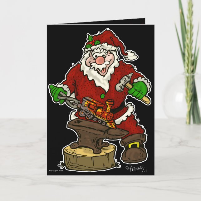 Cartes Pour Fêtes Annuelles Noël Père Noël Blacksmith (Devant)