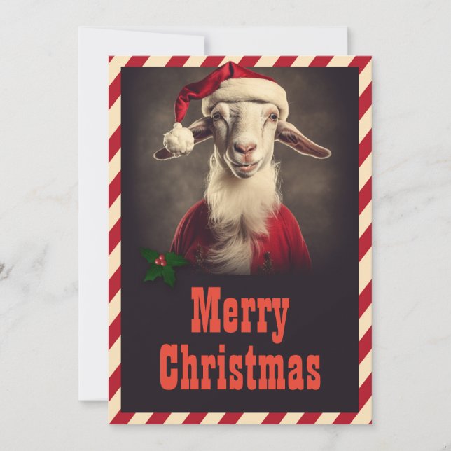 Cartes Pour Fêtes Annuelles Noël Père Noël Chèvre (Devant)
