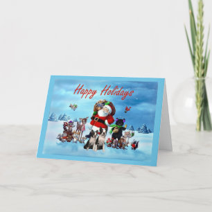 Cartes Pour Fêtes Annuelles Noël Père Noël de Boston Terrier et animaux