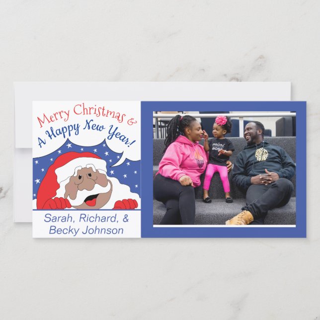 Cartes Pour Fêtes Annuelles Noël Père Noël de couleur dit (Devant)