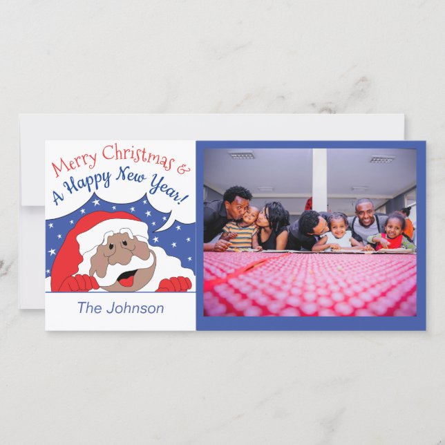 Cartes Pour Fêtes Annuelles Noël Père Noël de couleur dit (Devant)