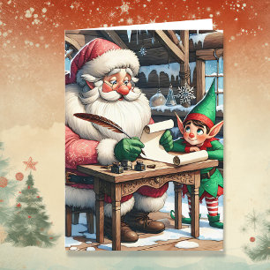 Cartes Pour Fêtes Annuelles Noël père Noël et Elfe au pôle Nord