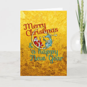 Cartes Pour Fêtes Annuelles Noël - PÈRE NOËL et RENNE - Noël - nouvelle année