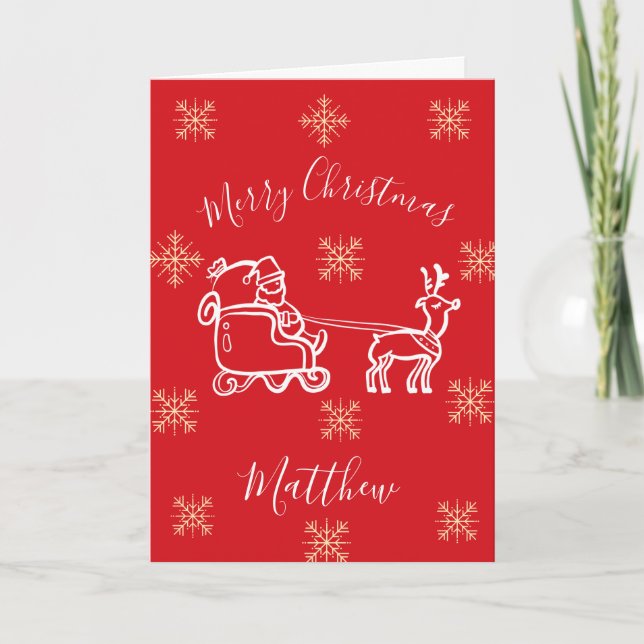 Cartes Pour Fêtes Annuelles Noël Père Noël Joyeux Sleigh Son (Devant)