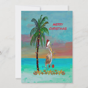Cartes Pour Fêtes Annuelles Noël Père Noël pélican plat de vacances art