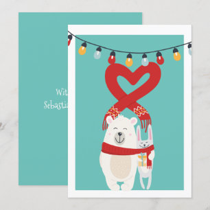 Cartes Pour Fêtes Annuelles Noël Personnalisé À L'Ours Et Au Lapin