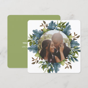 Cartes Pour Fêtes Annuelles Noël Personnalisé Bleu Vert Feuilles Photo Hol