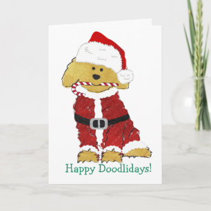 Cartes Pour Fêtes Annuelles Noël personnalisé Goldendoodle Père Noël