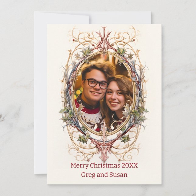 Cartes Pour Fêtes Annuelles Noël personnalisé Ovale décoratif (Devant)