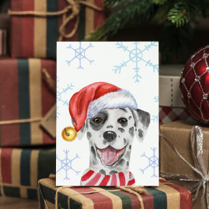 Cartes Pour Fêtes Annuelles Noël Pet Dalmate Xmas Casquette Scarf Drôle Chien 