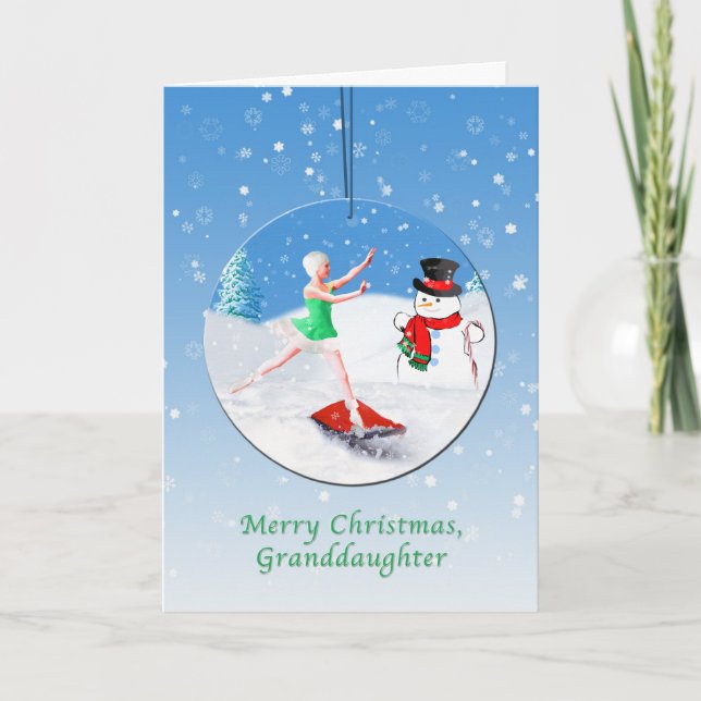 Cartes Pour Fêtes Annuelles Noël, Petite-fille, Danseur de ballet, Neige (Devant)