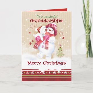 Cartes Pour Fêtes Annuelles Noël, petite-fille. Enlacement de l'enfant de neig