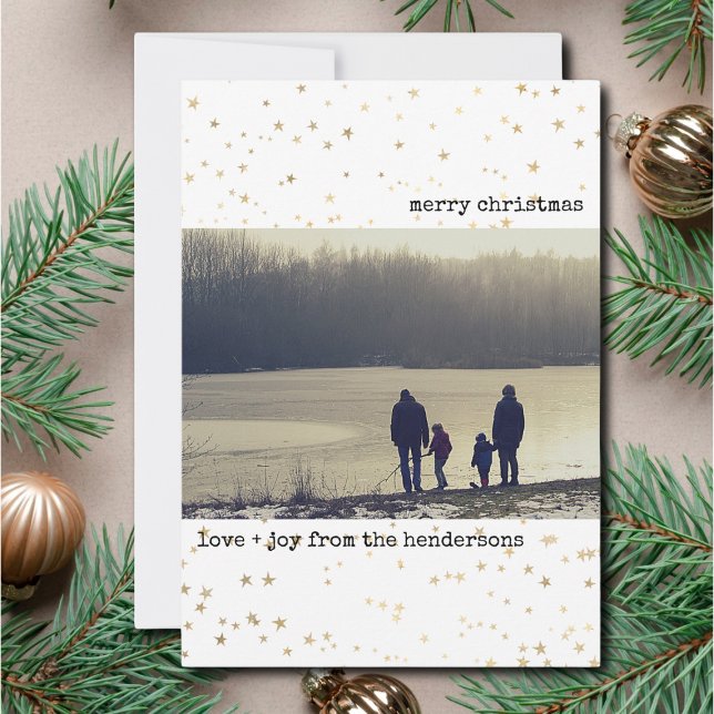Cartes Pour Fêtes Annuelles Noël Photo Gold Stars (Créateur téléchargé)