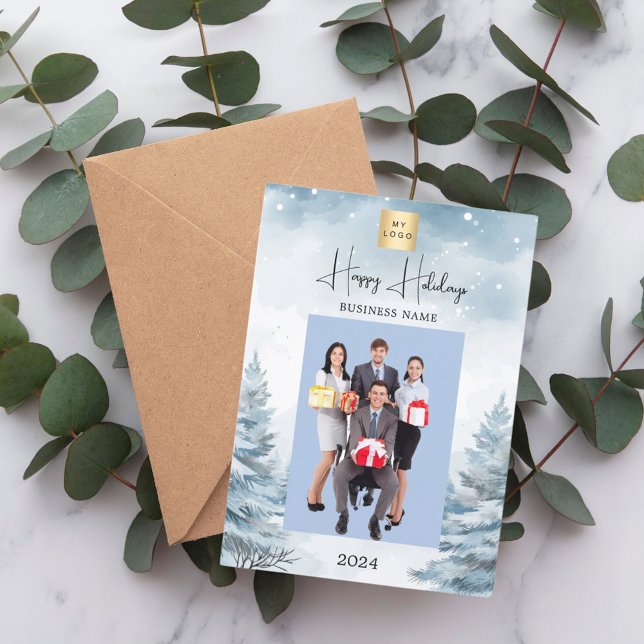 Cartes Pour Fêtes Annuelles Noël photo hiver paysage entreprise QR (Créateur téléchargé)