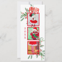 Cartes Pour Fêtes Annuelles Noël Photo Holiday Holly Wreath Joyeux