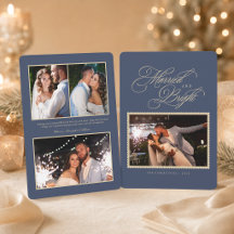 Noël Photo Mariés et Brillants Bleu Ardoise