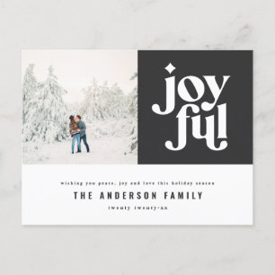 Cartes Pour Fêtes Annuelles Noël photo moderne joyeuse typographie noir